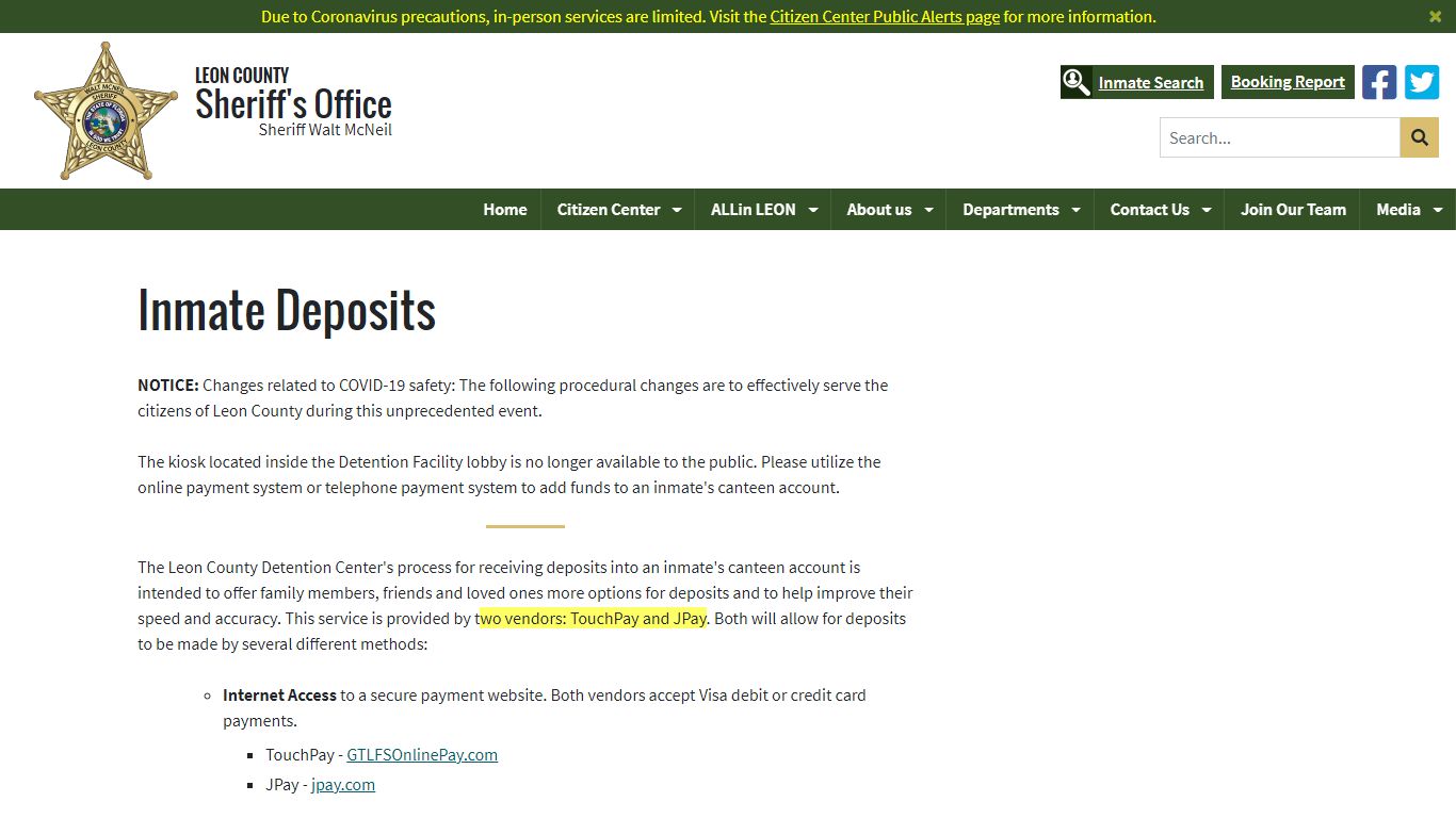 Leon County Sheriff's Office > Departments > Detention Facility ...